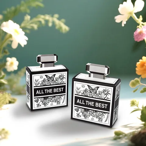 Vintage Perfume Bottle Shape Paper Gift Box Butterfly Floral Sketch All The Best Folding Favor Box For Wedding Party Candle Candy Packaging