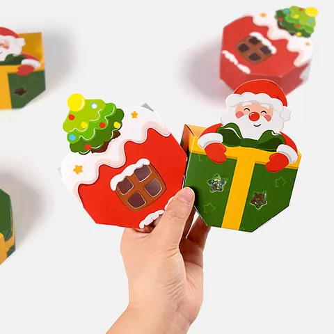 Scatole Regalo per Caramelle Vuote Albero di Natale Babbo Natale Cartone Bianco 3D Piccole Scatole per Imballaggio Festa