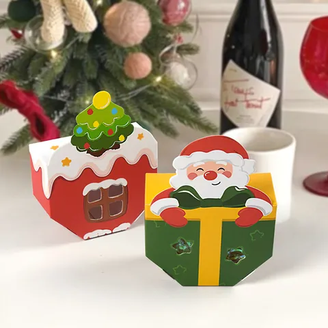 Scatole Regalo per Caramelle Vuote Albero di Natale Babbo Natale Cartone Bianco 3D Piccole Scatole per Imballaggio Festa