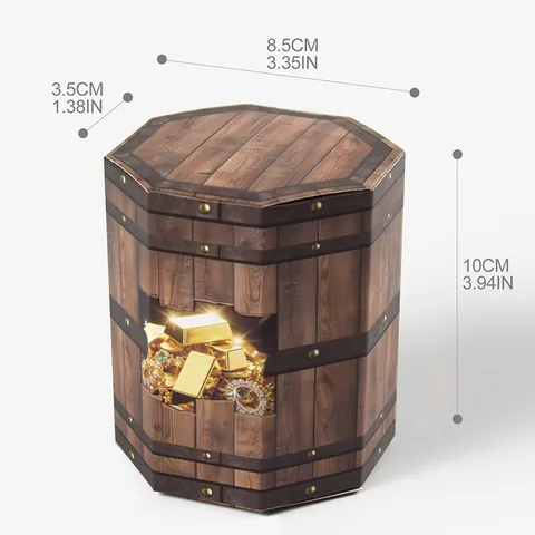 Scatola di Caramelle Forziere del Tesoro di Halloween in Carta Esagonale con Grana del Legno per Feste a Tema Pirati