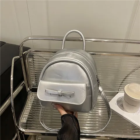 Mini Zaino da Donna in Pelle PU alla Moda Zainetto con Fiocco Chic Trendy Borsa a Tracolla Regolabile per Ragazze