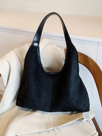 Vintage Matte PU Leather Tote Bag For Women Large Capacity Minimalist Hobo Shoulder Bag Retro Daily Commuting Underarm Bag