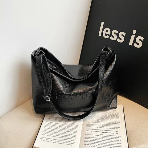Bolso Tote de Cuero PU Suave Informal para Mujer Gran Capacidad Letras en Relieve Bolso de Hombro de Moda para el Trabajo Diario
