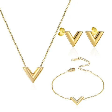 Minimalistische V-vorm Titanium Stalen Beplating Armbanden Ketting