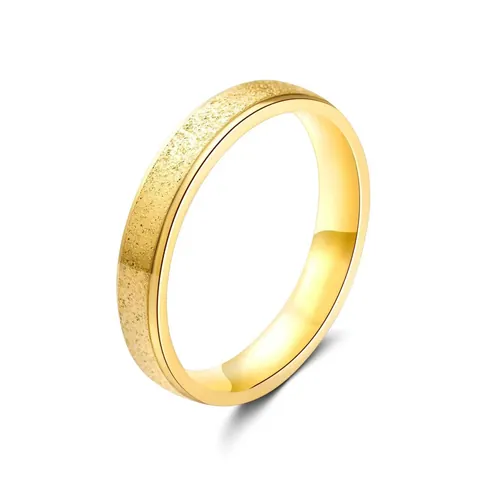 Minimalist Stainless Steel Matte Frosted Step Edge Ring For Men Women Couple Gold Plated Titanium Steel Band Ring Jewelry
