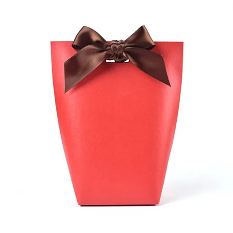 Minimalistisch Rot Perlmuttpapier Geschenkbox Mit Kaffee Satinband Schleife Für Hochzeit Party Süßigkeiten Verpackung Papierbox