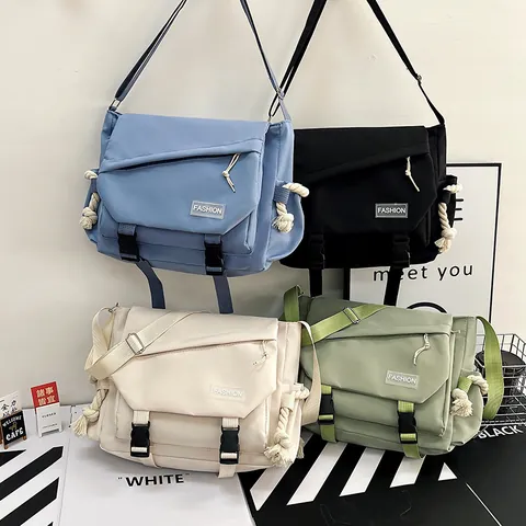 Japanese Trendy Messenger Bag Large Capacity Nylon Crossbody Bag For Men Women Casual Utility School Shoulder Bag