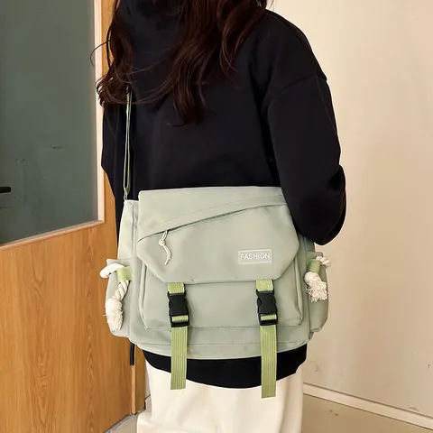 Japanese Trendy Messenger Bag Large Capacity Nylon Crossbody Bag For Men Women Casual Utility School Shoulder Bag