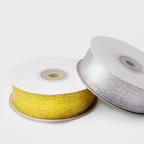 Metallic Gift Wrapping Ribbon Polyester Woven Texture For Wedding Birthday Christmas Party Decor DIY Craft Supplies Gold Silver
