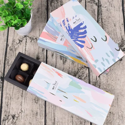 Ins Style Abstract Art Chocolate Gift Box Rectangular Drawer Paper Packaging Box For Valentine Day Wedding Party Gift