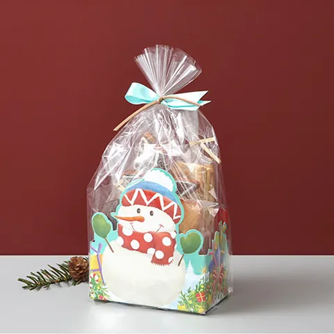 Caja de Regalo de Papel Plegable de Navidad Dibujos Animados Reno Muñeco de Nieve Papá Noel Empaque de Dulces para Fiesta