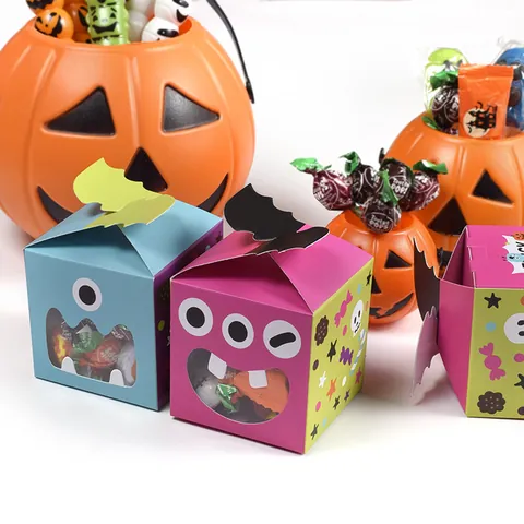Κουτιά Ζαχαρωτών Τέρατα Halloween Με Παράθυρο Χαρτόνι Trick Or Treat Κουτί Δώρου για Δώρα Πάρτι Halloween