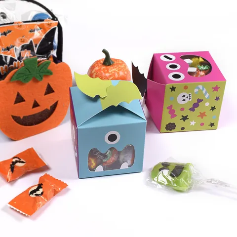 Κουτιά Ζαχαρωτών Τέρατα Halloween Με Παράθυρο Χαρτόνι Trick Or Treat Κουτί Δώρου για Δώρα Πάρτι Halloween