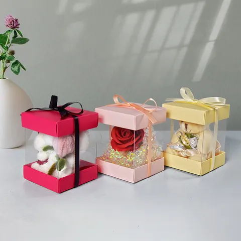 Eleganti Scatole Regalo Trasparenti Pieghevoli Con Nastro A Fiocco In Seta E Finestra Chiara Per Confezioni Regalo Di Matrimonio Compleanno Festa