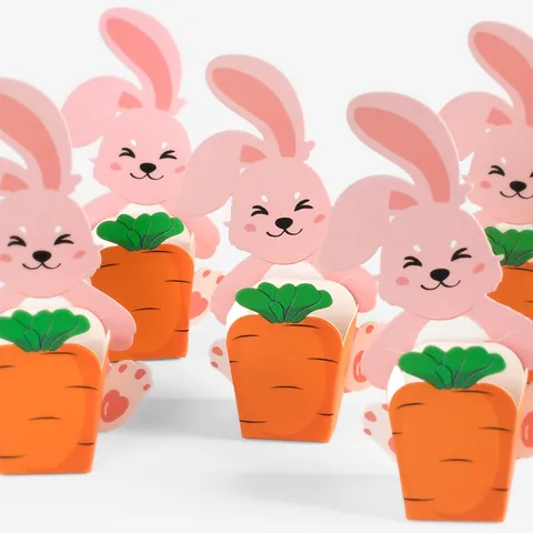 Niedliche Cartoon Hase Hält Karotte Süßigkeiten Verpackung Schachteln Für Ostern Party Dekoration Geschenk Papier Kartenhalter