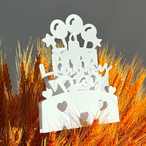 3D Pop Up Greeting Card Laser Cut White Cardboard DIY Coloring Happy Birthday Ramadan Mosque Hollow Out Folding Silhouette Gift Card