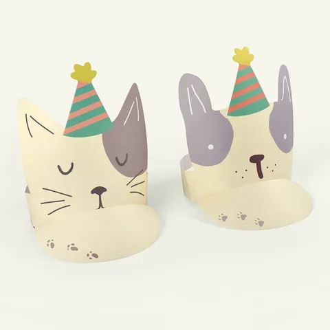 Verstellbare Cartoon Tier Partyhüte Aus Papier Katzen Hunde Design Für Haustier Geburtstag Party Deko Kinder Erwachsene Feier Zubehör