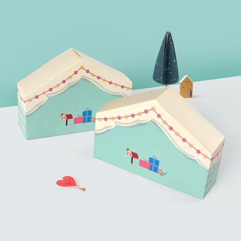 Haus Form Geschenkbox Minzgrün Karo Pappe Süßigkeiten Keks Verpackung Für Hochzeit Geburtstag Party Feier Geschenkbox