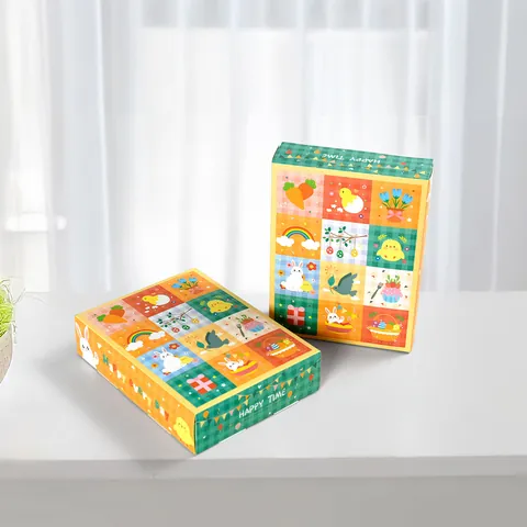 Scatola a Sorpresa DIY di Pasqua con Dodici Griglie Cartone Bianco Cartone Animato Coniglio Carota Poke Fun Confezione Regalo Forniture per Feste
