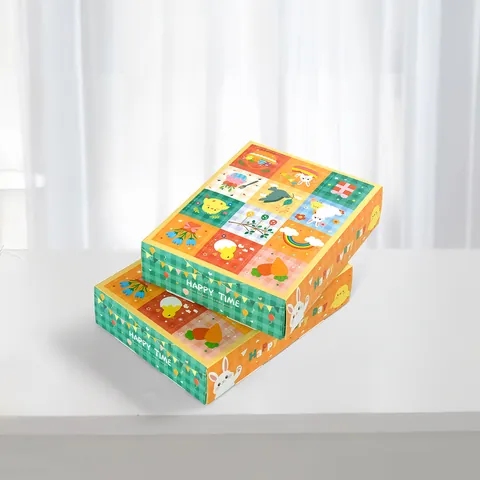 Scatola a Sorpresa DIY di Pasqua con Dodici Griglie Cartone Bianco Cartone Animato Coniglio Carota Poke Fun Confezione Regalo Forniture per Feste