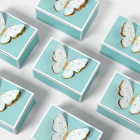 Romantic 3D Butterfly Candy Boxes Tiffany Blue Gift Packaging Box Hollow Butterfly Folding Cardboard Treat Box For Wedding Party Favor