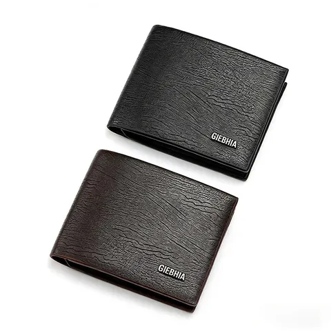 Portefeuille Court Homme en Cuir PU Vintage Avec Plusieurs Emplacements Pour Cartes Poche à Monnaie Zippée Grande Capacité Décontracté