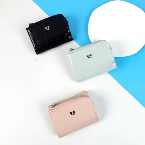 Damen Herz-Hardware Kurze Brieftasche PU Leder Rissige Textur Große Kapazität Münzfach Vintage Punk-Stil Damen Portemonnaie