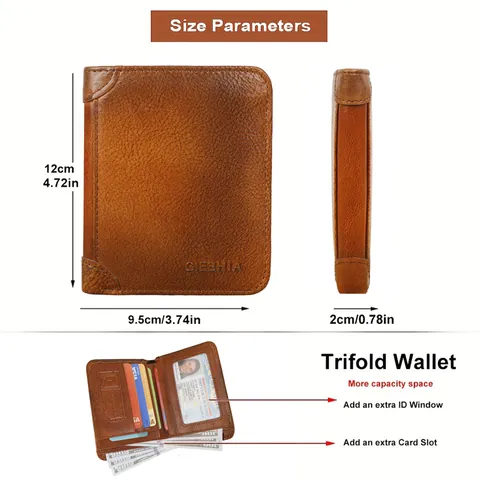 Vintage Herren Portemonnaie Aus Echtem Leder Zweifach Gefaltet Business Kartenhalter Schwarz Braun Rindsleder Geldbörse