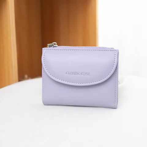 Dames Minimalistische PU Leer Kleine Portemonnee Mode Effen Kleur Muntenzakje Multifunctionele Bifold Kaarthouder Meisjes