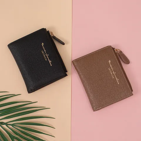 Damen Kleine Brieftasche Koreanischer Stil Krokodilmuster PU Leder Gefalteter Kartenhalter Münzbörse Mit Reißverschluss