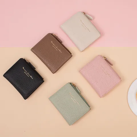 Damen Kleine Brieftasche Koreanischer Stil Krokodilmuster PU Leder Gefalteter Kartenhalter Münzbörse Mit Reißverschluss