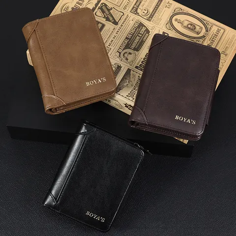 Retro Ανδρικό Πορτοφόλι από Δέρμα PU Επαγγελματικό Μικρό Πορτοφόλι Με Φερμουάρ Θήκη για Κέρματα Μινιμαλιστικό Σχέδιο Καθημερινό Μονόχρωμο Θήκη Καρτών