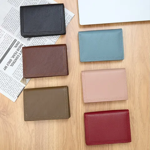 Minimalistische Dames PU Leren Korte Portemonnee Lychee Textuur Multifunctionele Kaarthouder Met Magneetsluiting Kleine Geldclip