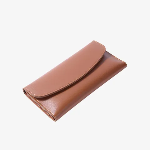 Minimalistische Damen Lange PU-Leder Geldbörse Dreifach Gefaltet Mit Mehreren Kartenfächern Druckknopf Große Kapazität Clutch