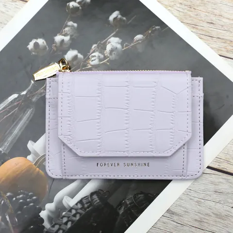 Women Crocodile Pattern PU Leather Card Holder Mini Coin Purse Multi-slot Zipper Wallet Slim Credit Card Case Small Pouch