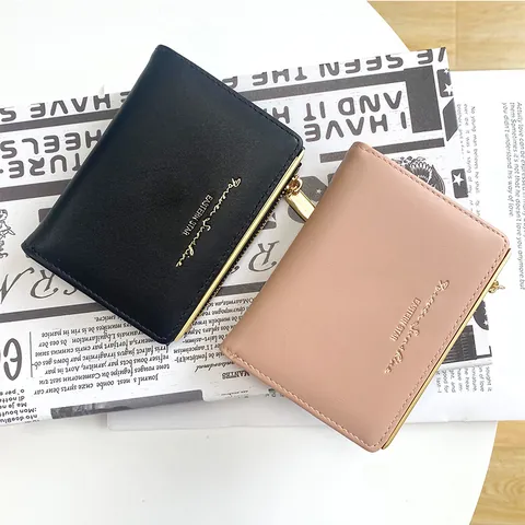 Women's Minimalist PU Leather Short Wallet With Zipper Elegant Macaron Color Card Holder And Coin Purse For Daily Use