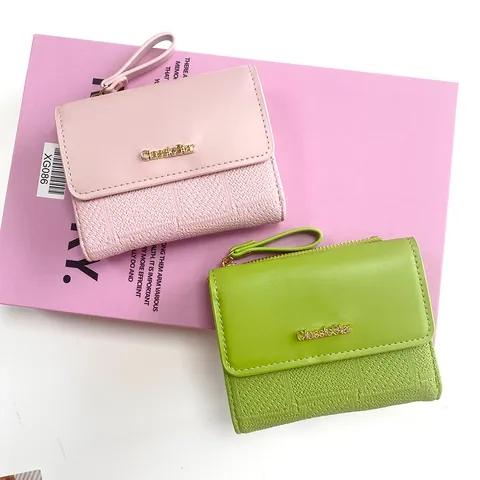 Damen Kleines Portemonnaie PU-Leder Stitching Gewebte Textur Reißverschluss Faltbar Geldbeutel Mit Handschlaufe Hochwertiger Kartenhalter