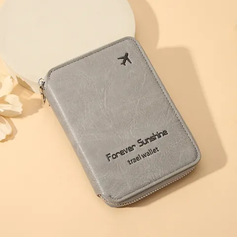 PU Leather Travel Passport Holder RFID Blocking Document Organizer Wallet Zipper Multi-functional Case For Cards Cash Unisex
