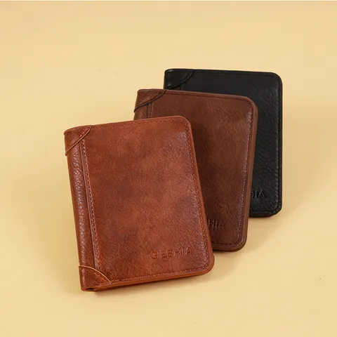 Herren Vintage PU Leder Geldbörse Ultradünne Kurze Brieftasche Multi Kartenschlitz Halter Für Herren Casual Business Wallet