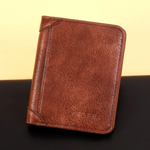 Herren Vintage PU Leder Geldbörse Ultradünne Kurze Brieftasche Multi Kartenschlitz Halter Für Herren Casual Business Wallet