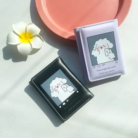 Süße Damen Geldbörse PU-Leder Dreifach Gefaltet Cartoon Hund Kawaii Social Media Stil Kleiner Kartenhalter Münzbeutel Für Mädchen