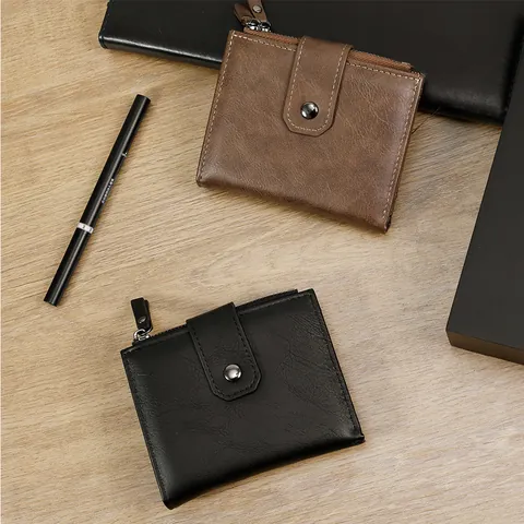 Vintage RFID Blockierung Herren PU Leder Brieftasche Mit Reißverschluss Mehrere Kartenfächer Bifold Geldbeutel Für Business Alltag