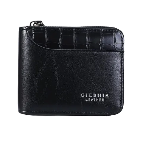 Vintage Herren Kurze Brieftasche Krokodilmuster Spleiß PU Leder Reißverschluss Münzfach Mehrere Kartenslots Kreditkartenhalter