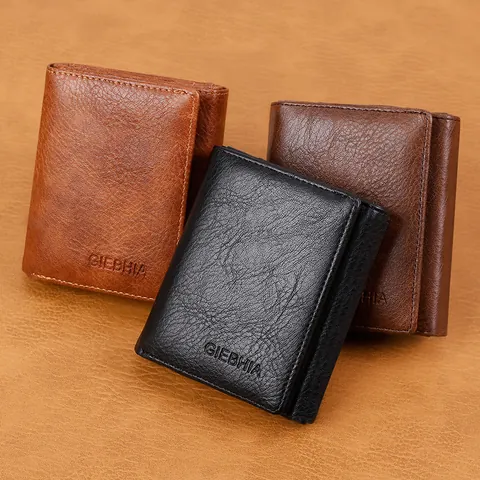 Vintage PU Leder Dreifach Gefaltete Brieftasche Für Herren Business Große Kapazität Kartenhalter Retro Schlanker Geldbeutel Geschenk