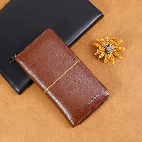 Herren Lange Brieftasche Mit Reißverschluss PU Leder Litschimuster Business Clutch Tasche Große Kapazität Mit Handschlaufe
