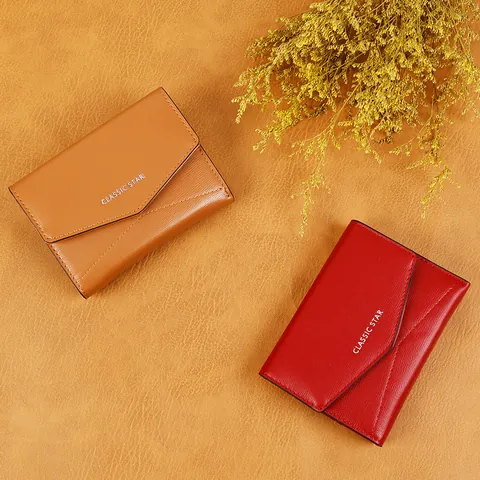 Damen Trifold Geldbörse Umschlag Design PU Leder Kurzer Geldbeutel Mehrere Kartenfächer ID Fenster Reißverschluss Münzfach