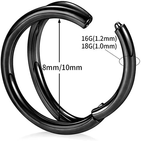 316L Stainless Steel Double Layer Nose Ring Seamless Hinge Clicker Septum Piercing Body Jewelry For Men Women