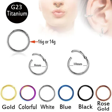 Aro de Nariz de Titanio G23 Anillo de Segmento con Bisagra Septum Clicker Piercing Pendientes para Mujeres Hombres Joyería Corporal Hipoalergénica Oro Plata