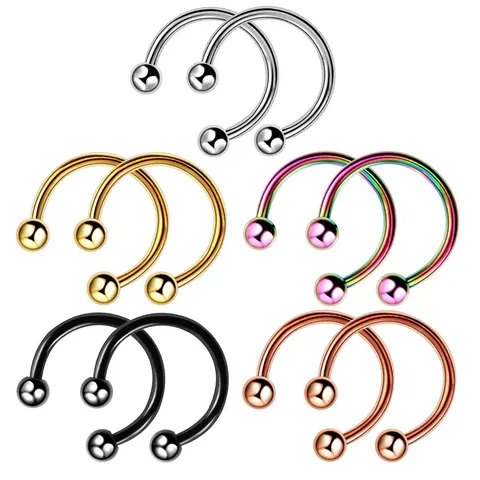 316L Stainless Steel Horseshoe Septum Piercing Ring C Shape Circular Barbell For Nose Lip Ear Unisex Body Jewelry Accessory