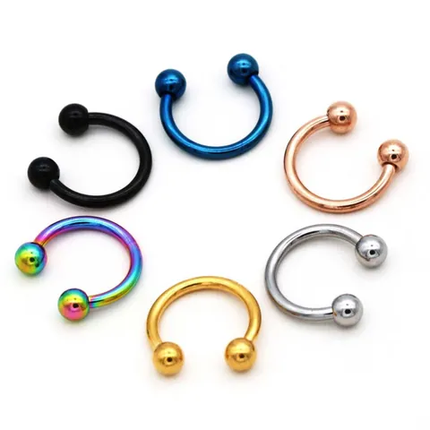 316L Stainless Steel Horseshoe Septum Piercing Ring C Shape Circular Barbell For Nose Lip Ear Unisex Body Jewelry Accessory